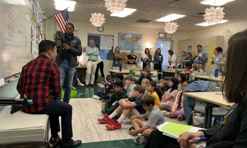 Teaching children in a classroom